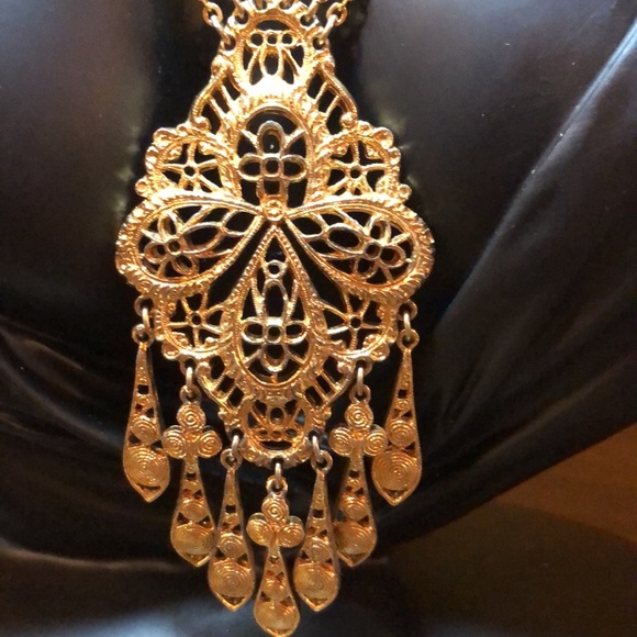 Monet Vintage Filigree Multi Chain Statement Necklace - Picture 6 of 16